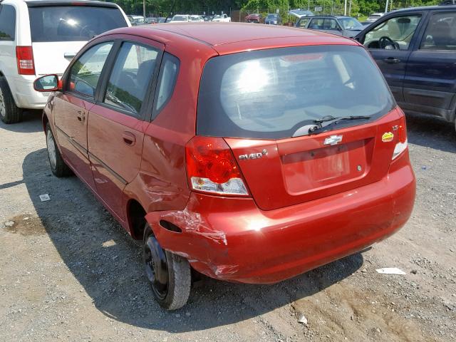 KL1TD66667B778082 - 2007 CHEVROLET AVEO BASE Қызыл фото 3