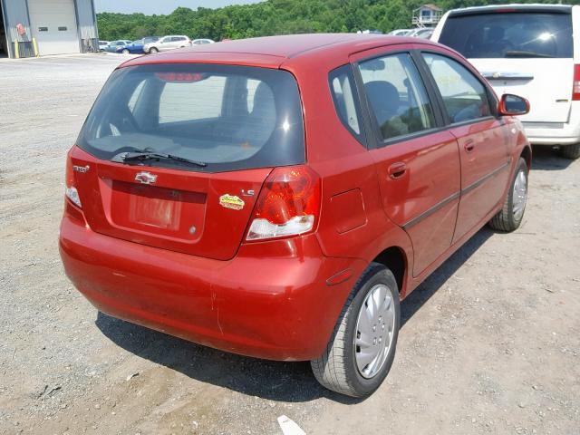 KL1TD66667B778082 - 2007 CHEVROLET AVEO BASE Қызыл фото 4