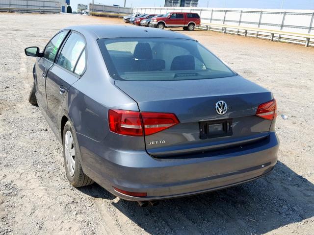 3VW2K7AJ2FM324511 - 2015 VOLKSWAGEN JETTA BASE GRAY photo 3