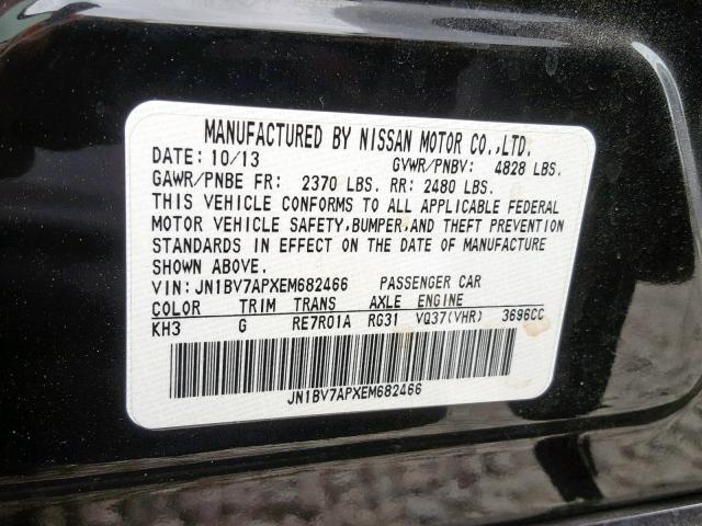 JN1BV7APXEM682466 - 2014 INFINITI Q50 BASE BLACK photo 10