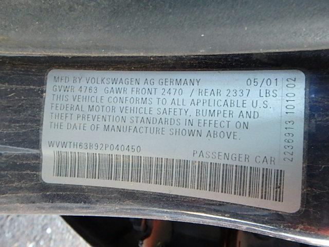 WVWTH63B92P040450 - 2002 VOLKSWAGEN PASSAT GLX 蓝色 照片 10