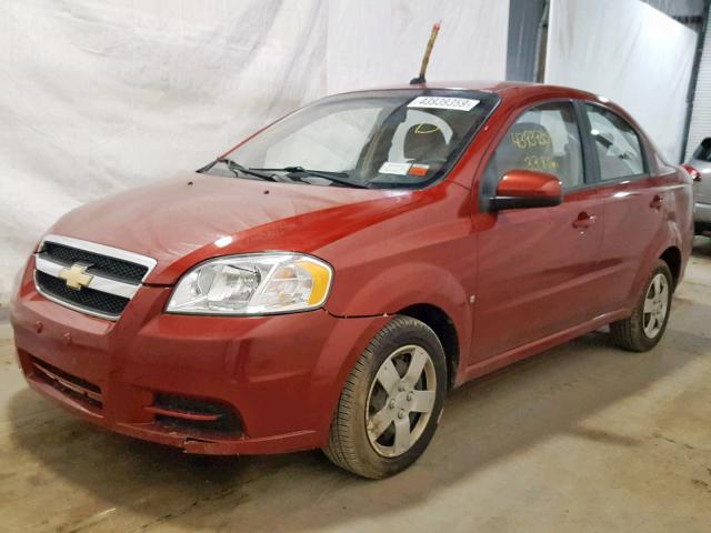 KL1TD56E49B661377 - 2009 CHEVROLET AVEO LS RED photo 2