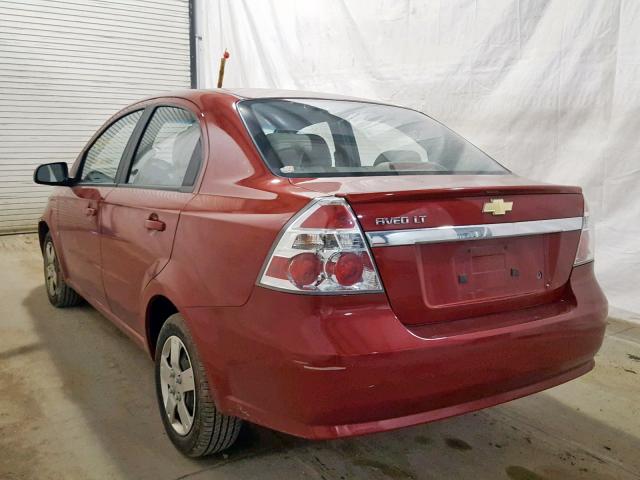 KL1TD56E49B661377 - 2009 CHEVROLET AVEO LS RED photo 3