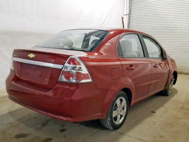 KL1TD56E49B661377 - 2009 CHEVROLET AVEO LS RED photo 4