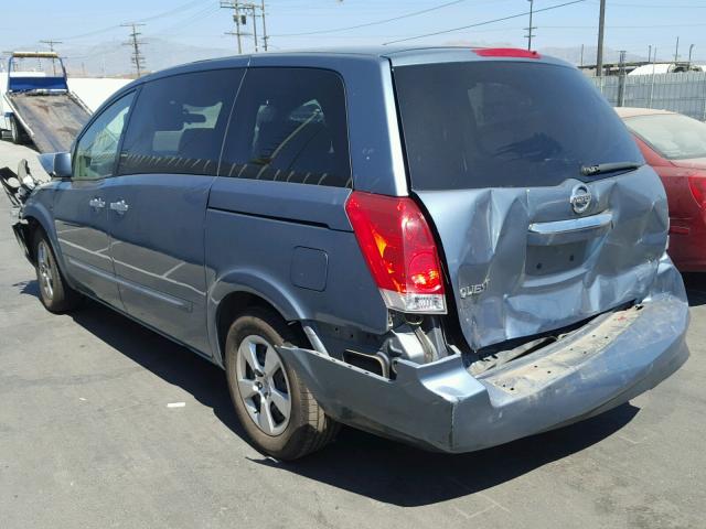 5N1BV28U69N106221 - 2009 NISSAN QUEST S BLUE photo 3