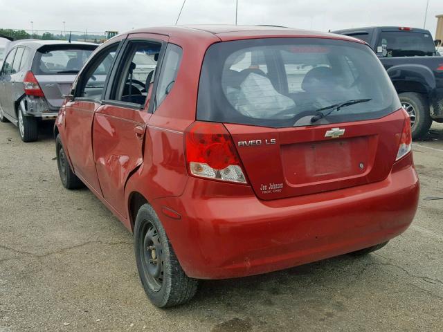 KL1TD66676B652182 - 2006 CHEVROLET AVEO BASE Қызыл фото 3