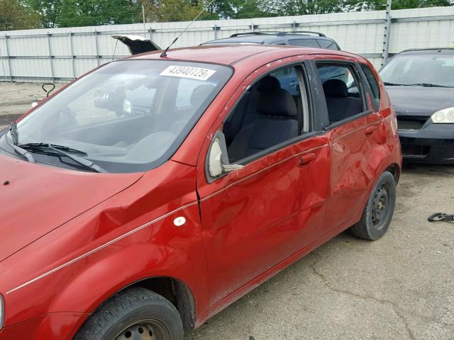 KL1TD66676B652182 - 2006 CHEVROLET AVEO BASE Қызыл фото 9