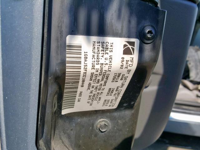 1G8AJ52F83Z100440 - 2003 SATURN ION LEVEL SILVER photo 10