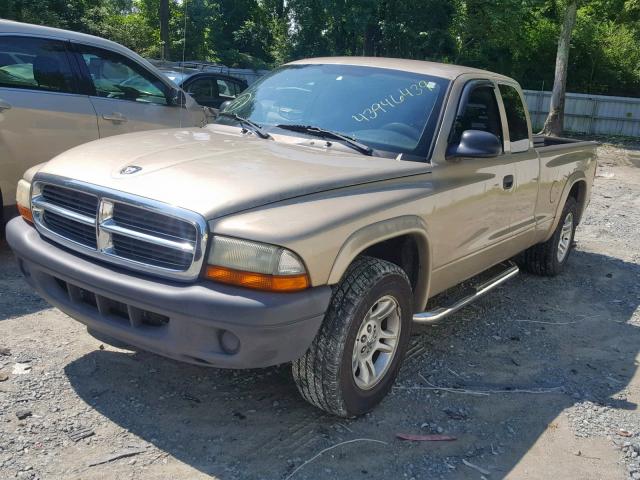 1D7GL12K34S570438 - 2004 DODGE DAKOTA SXT GOLD photo 2