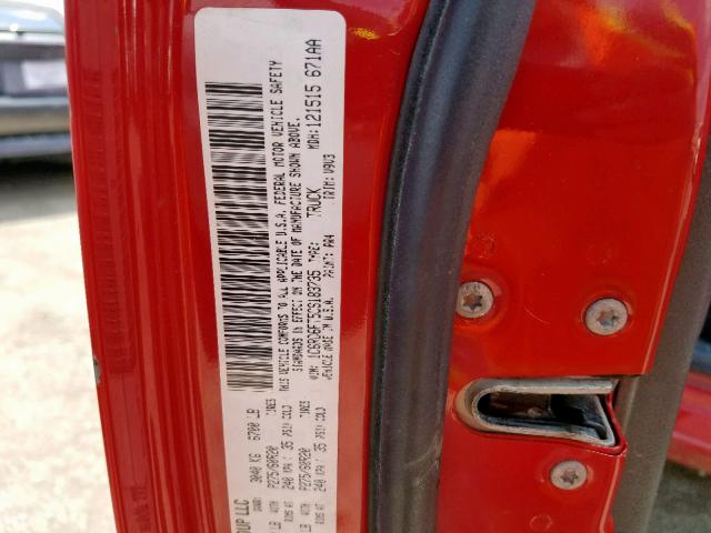 1C6RD6FT5CS183735 - 2012 DODGE RAM 1500 S RED photo 10