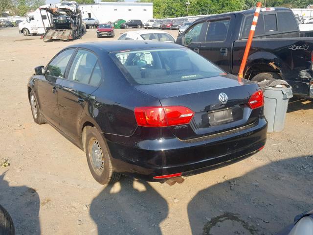 3VW2K7AJ1BM113326 - 2011 VOLKSWAGEN JETTA BASE BLACK photo 3