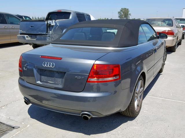 WAUAF48H57K025427 - 2007 AUDI A4 2.0T CA BLUE photo 4