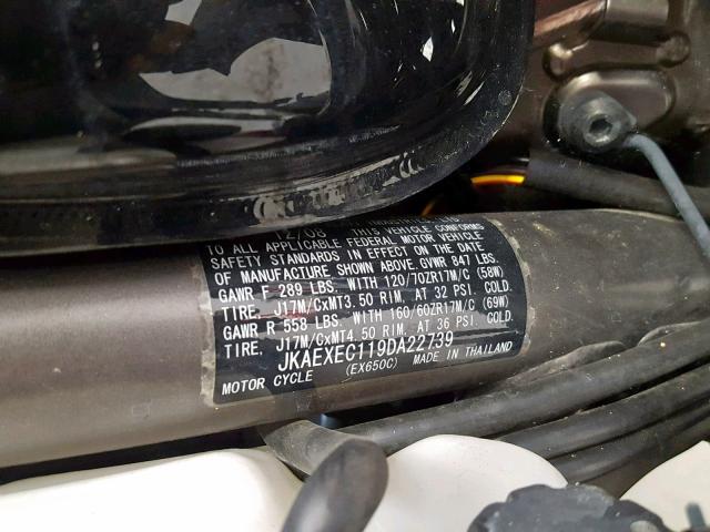 JKAEXEC119DA22739 - 2009 KAWASAKI EX650 C 黑色 照片 20