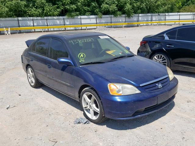 JHMES26781S005225 - 2001 HONDA CIVIC EX BLUE photo 1