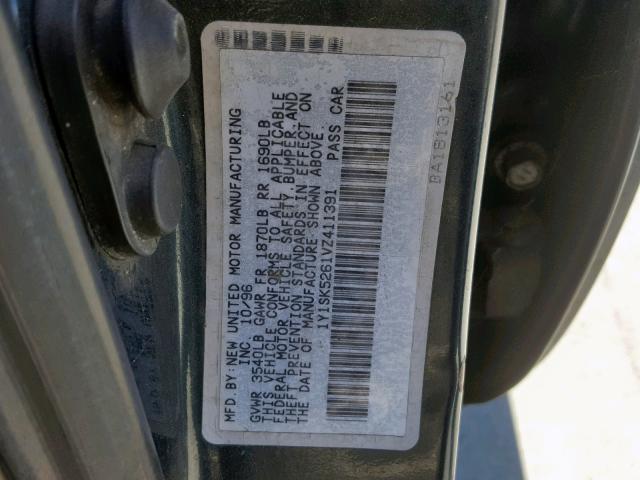 1Y1SK5261VZ411391 - 1997 GEO PRIZM BASE მწვანე ფოტო 10