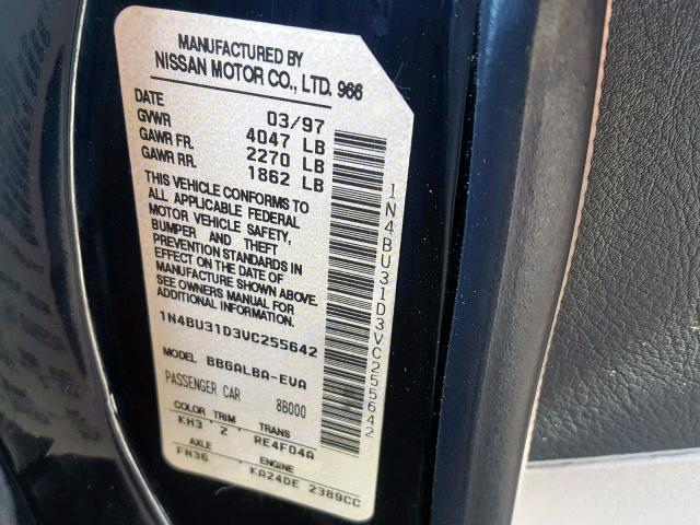 1N4BU31D3VC255642 - 1997 NISSAN ALTIMA XE BLACK photo 10