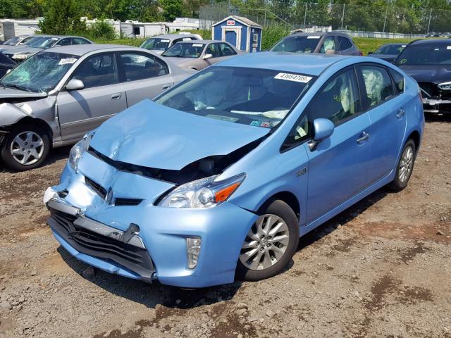 JTDKN3DP7E3050290 - 2014 TOYOTA PRIUS PLUG BLUE photo 2