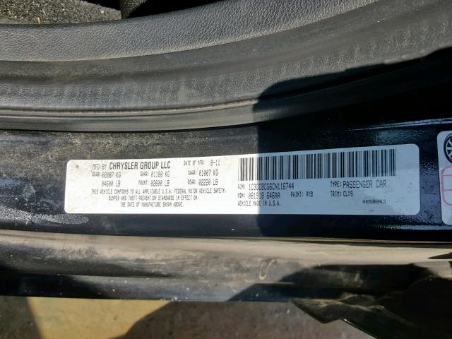 1C3CCBCG6CN116744 - 2012 CHRYSLER 200 LIMITE BLACK photo 10