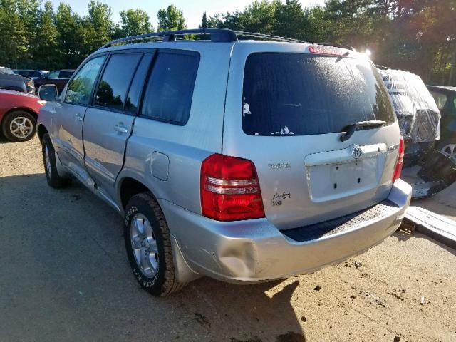 JTEHF21A320067520 - 2002 TOYOTA HIGHLANDER SILVER photo 3