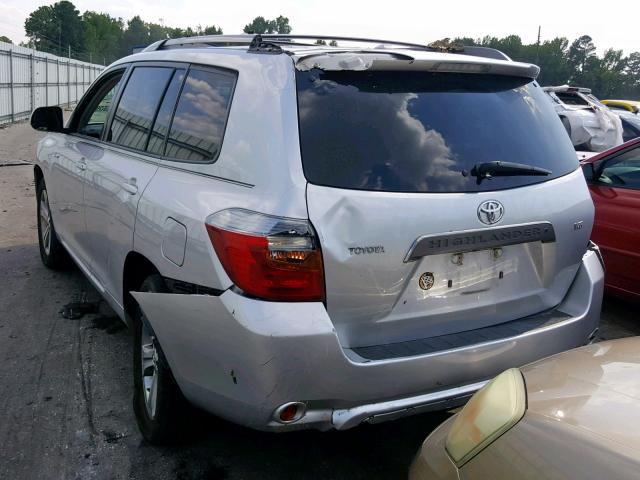 JTEDS43A992069306 - 2009 TOYOTA HIGHLANDER SILVER photo 3