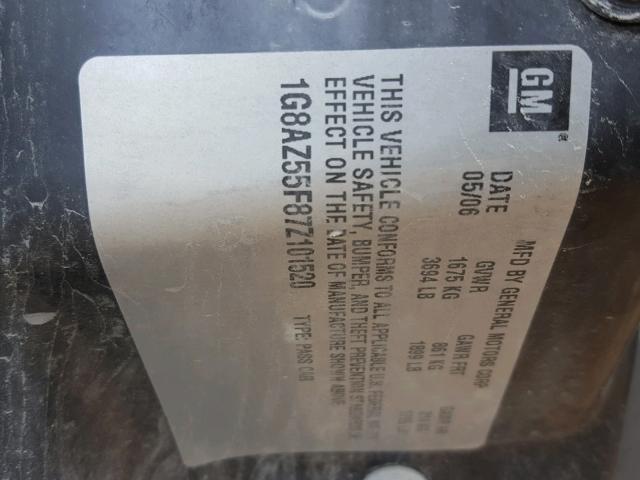 1G8AZ55F87Z101520 - 2007 SATURN ION LEVEL BLACK photo 10