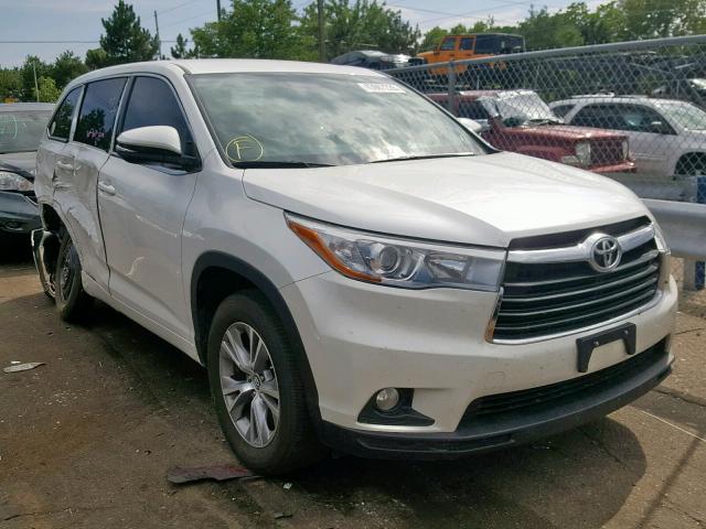 5TDZKRFH0GS168487 - 2016 TOYOTA HIGHLANDER WHITE photo 1