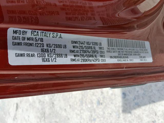 ZFBERFAB6J6L11416 - 2018 RAM PROMASTER 红色 照片 10