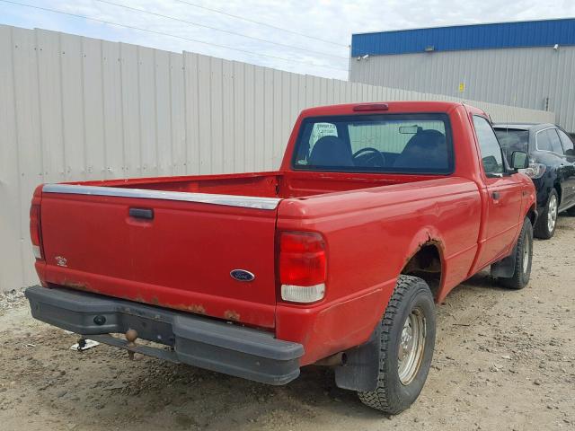 1FTYR10C0YPB28394 - 2000 FORD RANGER RED photo 4