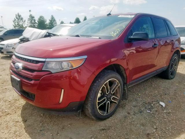 2FMDK4JC1DBB70153 - 2013 FORD EDGE SEL MAROON photo 2