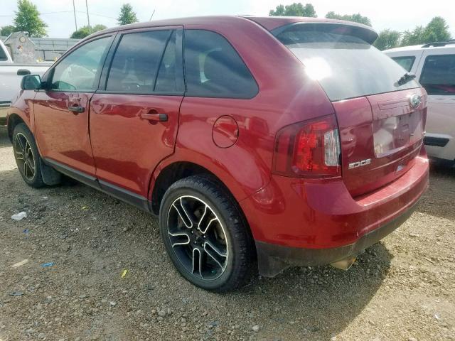 2FMDK4JC1DBB70153 - 2013 FORD EDGE SEL MAROON photo 3