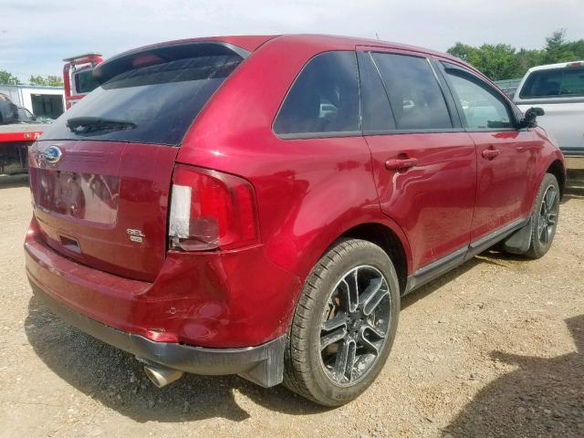 2FMDK4JC1DBB70153 - 2013 FORD EDGE SEL MAROON photo 4