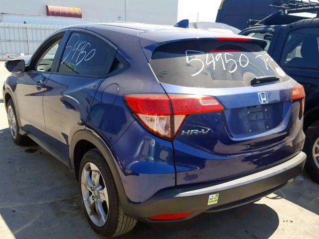 3CZRU5H57GM748044 - 2016 HONDA HR-V EX BLUE photo 3