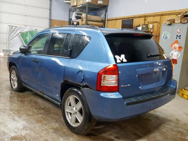 1J8FF47W37D428702 - 2007 JEEP COMPASS BLUE photo 3