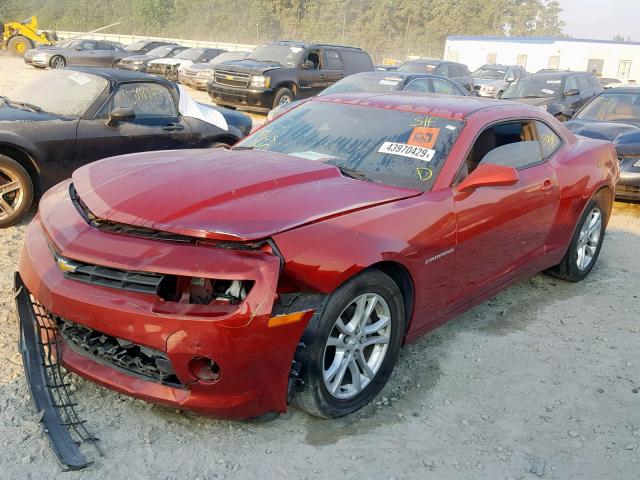 2G1FB1E38F9207370 - 2015 CHEVROLET CAMARO LS RED photo 2