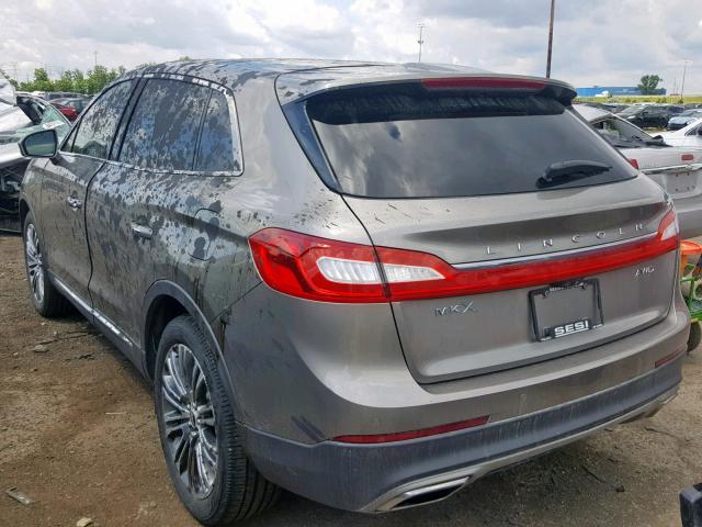 2LMTJ8LR6GBL23044 - 2016 LINCOLN MKX RESERV TAN photo 3