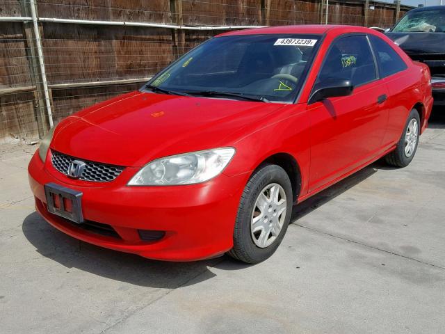 1HGEM22114L068468 - 2004 HONDA CIVIC DX V RED photo 2