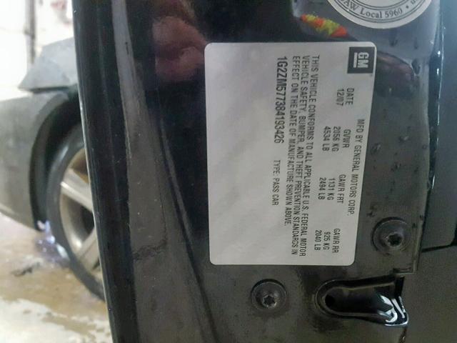 1G2ZM577384193426 - 2008 PONTIAC G6 GXP BLACK photo 10