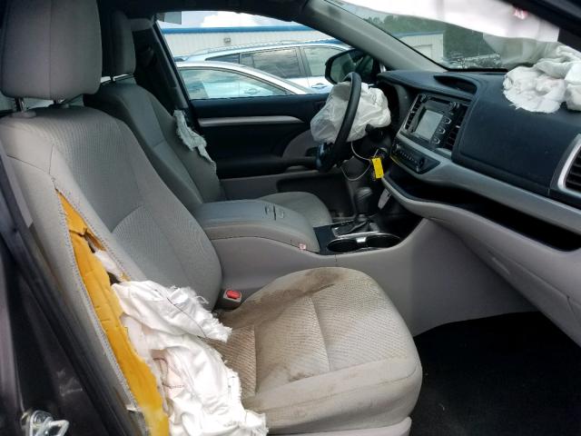 5TDZARFH9FS016225 - 2015 TOYOTA HIGHLANDER GRAY photo 5