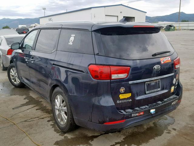 KNDMB5C16G6103167 - 2016 KIA SEDONA LX BLUE photo 3