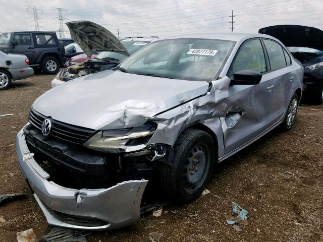 3VW2K7AJ3CM402144 - 2012 VOLKSWAGEN JETTA BASE SILVER photo 2