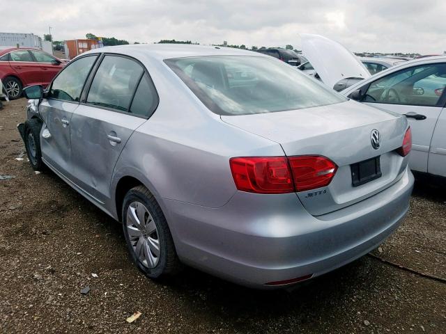 3VW2K7AJ3CM402144 - 2012 VOLKSWAGEN JETTA BASE SILVER photo 3