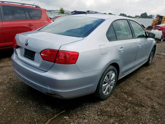3VW2K7AJ3CM402144 - 2012 VOLKSWAGEN JETTA BASE SILVER photo 4
