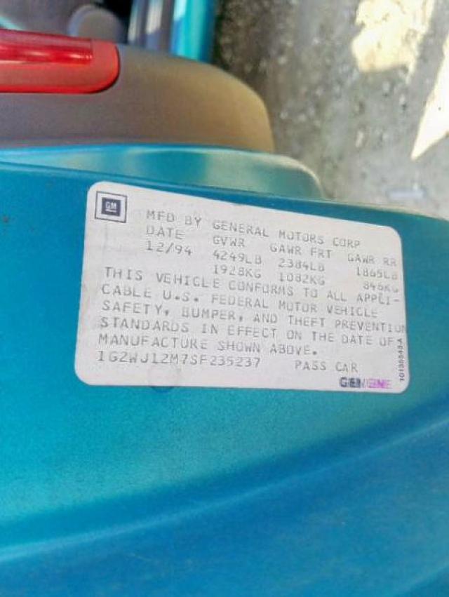 1G2WJ12M7SF235237 - 1995 PONTIAC GRAND PRIX GREEN photo 10