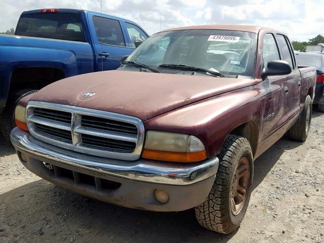 1B7HL2AX51S288346 - 2001 DODGE DAKOTA QUA MAROON photo 2