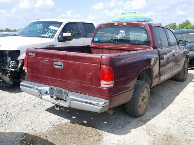 1B7HL2AX51S288346 - 2001 DODGE DAKOTA QUA MAROON photo 4