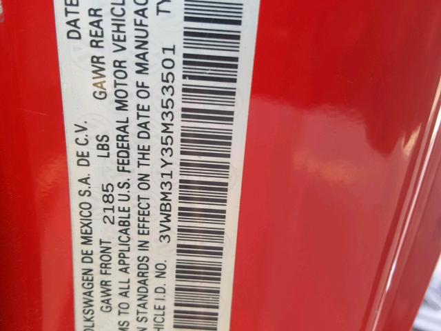 3VWBM31Y35M353501 - 2005 VOLKSWAGEN NEW BEETLE წითელი ფოტო 10