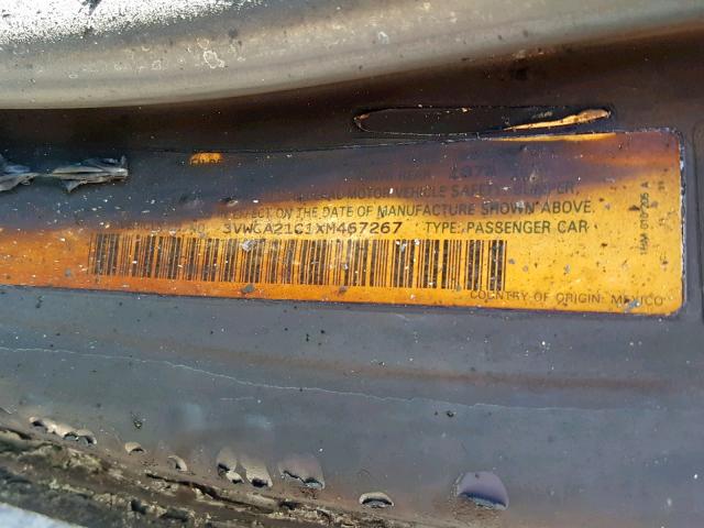 3VWCA21C1XM467267 - 1999 VOLKSWAGEN NEW BEETLE ვერცხლისფერი ფოტო 10