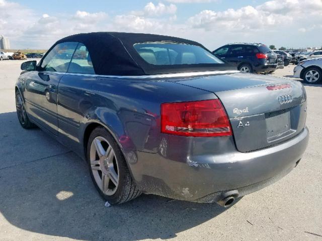 WAUDF48H98K008502 - 2008 AUDI A4 2.0T CA GRAY photo 3