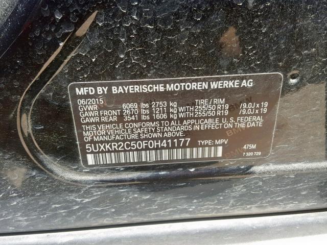 5UXKR2C50F0H41177 - 2015 BMW X5 SDRIVE3 BLACK photo 10