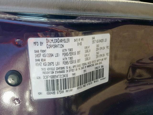 3C8FY68B54T213416 - 2004 CHRYSLER PT CRUISER PURPLE photo 10